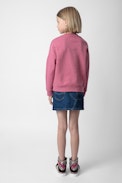 Liberty Girls’ Sweatshirt - Girls’ pink marl cotton fleece sweatshirt with illustration.