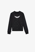 Upper Girls’ Sweatshirt - Girls’ black cotton fleece sweatshirt with diamanté and wings motif.
