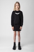 Upper Girls’ Sweatshirt - Girls’ black cotton fleece sweatshirt with diamanté and wings motif.