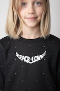 Upper Girls’ Sweatshirt - Girls’ black cotton fleece sweatshirt with diamanté and wings motif.