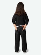 Sweatshirt Upper Fille - Sweatshirt molletonné en coton biologique noir à manches longues et broderie métallisée blason fille.