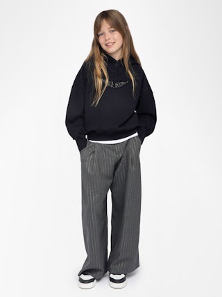 Justin Girl's Sweatshirt - Cotton hooded sweatshirt with rhinestone wing logo on the front.