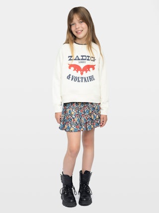 Upper Girl's Sweatshirt - Fleece sweatshirt with "Zadig&Voltaire" logo, raglan sleeves, front print.