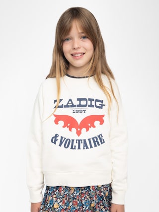 Upper Girl's Sweatshirt - Fleece sweatshirt with "Zadig&Voltaire" logo, raglan sleeves, front print.