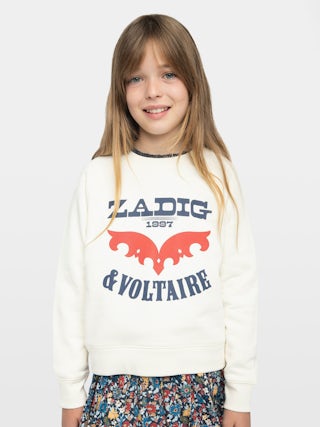 Upper Girl's Sweatshirt - Fleece sweatshirt with "Zadig&Voltaire" logo, raglan sleeves, front print.