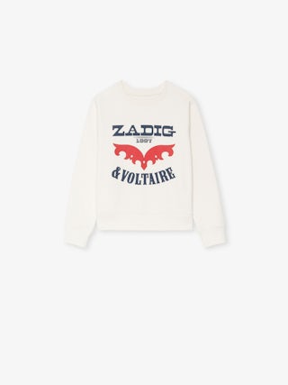 Upper Girl's Sweatshirt - Fleece sweatshirt with "Zadig&Voltaire" logo, raglan sleeves, front print.