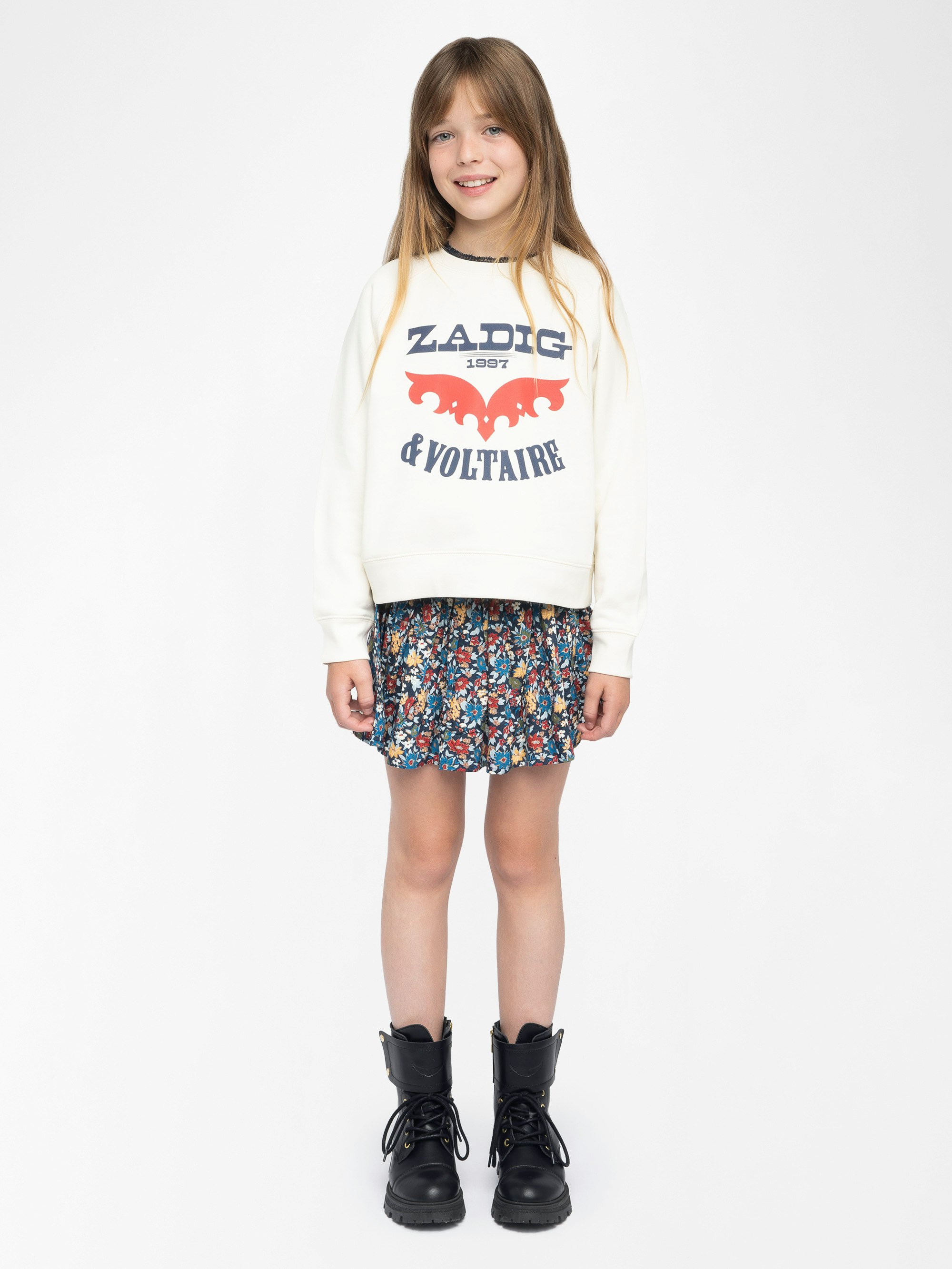 Upper Girl's Sweatshirt - Fleece sweatshirt with "Zadig&Voltaire" logo, raglan sleeves, front print.