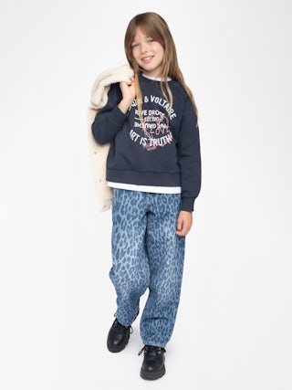 Upper Girl's Sweatshirt - Fleece sweatshirt with "Zadig&Voltaire" logo, raglan sleeves, front print.