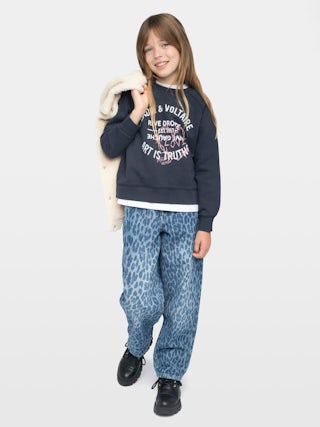 Upper Girl's Sweatshirt - Fleece sweatshirt with "Zadig&Voltaire" logo, raglan sleeves, front print.