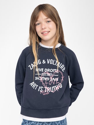 Upper Girl's Sweatshirt - Fleece sweatshirt with "Zadig&Voltaire" logo, raglan sleeves, front print.