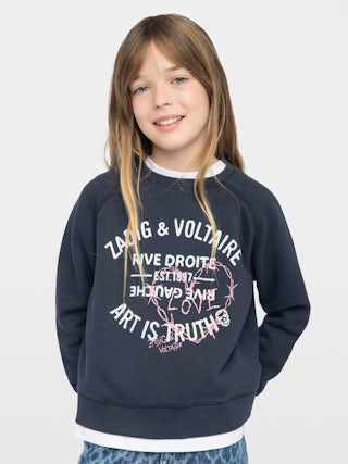 Upper Girl's Sweatshirt - Fleece sweatshirt with "Zadig&Voltaire" logo, raglan sleeves, front print.