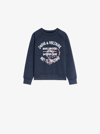 Upper Girl's Sweatshirt - Fleece sweatshirt with "Zadig&Voltaire" logo, raglan sleeves, front print.