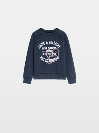 Upper Girl's Sweatshirt - Fleece sweatshirt with "Zadig&Voltaire" logo, raglan sleeves, front print.