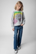 Felpa Upper Junior  - Felpa multicolore in cotone grigio decorata con motivo giaguaro - Junior