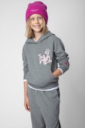 Spencer Children’s Sweatshirt - Children’s grey marl hoodie with contrasting Jormi street art motifs