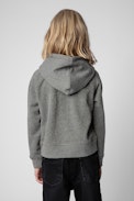 Sudadera Georgia Infantil  - Sudadera gris de algodón infantil con capucha y blasón