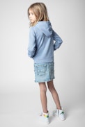 Felpa Spencer Junior - Felpa con cappuccio in cotone grigio-blu con stampa effetto metallizzato con cristalli - Junior