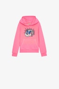 Spencer Kids' Hoodie - Kids’ hoodie in pink cotton with a metallic-effect crystal-studded skull print