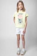 Felpa Gorgia Junior - Felpa senza maniche con cappuccio in cotone giallo decorata con stampa e ricami - Junior
