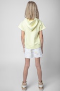 Felpa Gorgia Junior - Felpa senza maniche con cappuccio in cotone giallo decorata con stampa e ricami - Junior