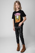 Portland Children’s T-shirt - Children’s black short-sleeve cotton T-shirt with signature print