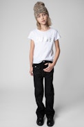 Amber Children’s T-shirt - Children’s white cotton short-sleeve T-shirt with signature print