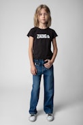 T-shirt Amber Enfant - T-shirt à manches courtes en coton noir orné d'un imprimé signature enfant