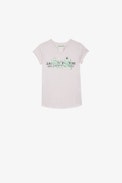 Boxo Kids' T-shirt - Kids’ T-shirt in pink cotton jersey with a metallic-effect crystal-studded print and embroidery