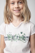 Boxo Kids' T-shirt - Kids’ T-shirt in pink cotton jersey with a metallic-effect crystal-studded print and embroidery