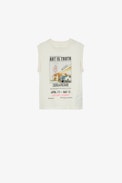Jo Photoprint Kids’ T-Shirt - Kids’ T-shirt in beige cotton jersey with photoprint