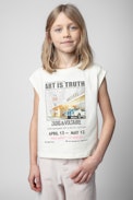 Jo Photoprint Kids’ T-Shirt - Kids’ T-shirt in beige cotton jersey with photoprint