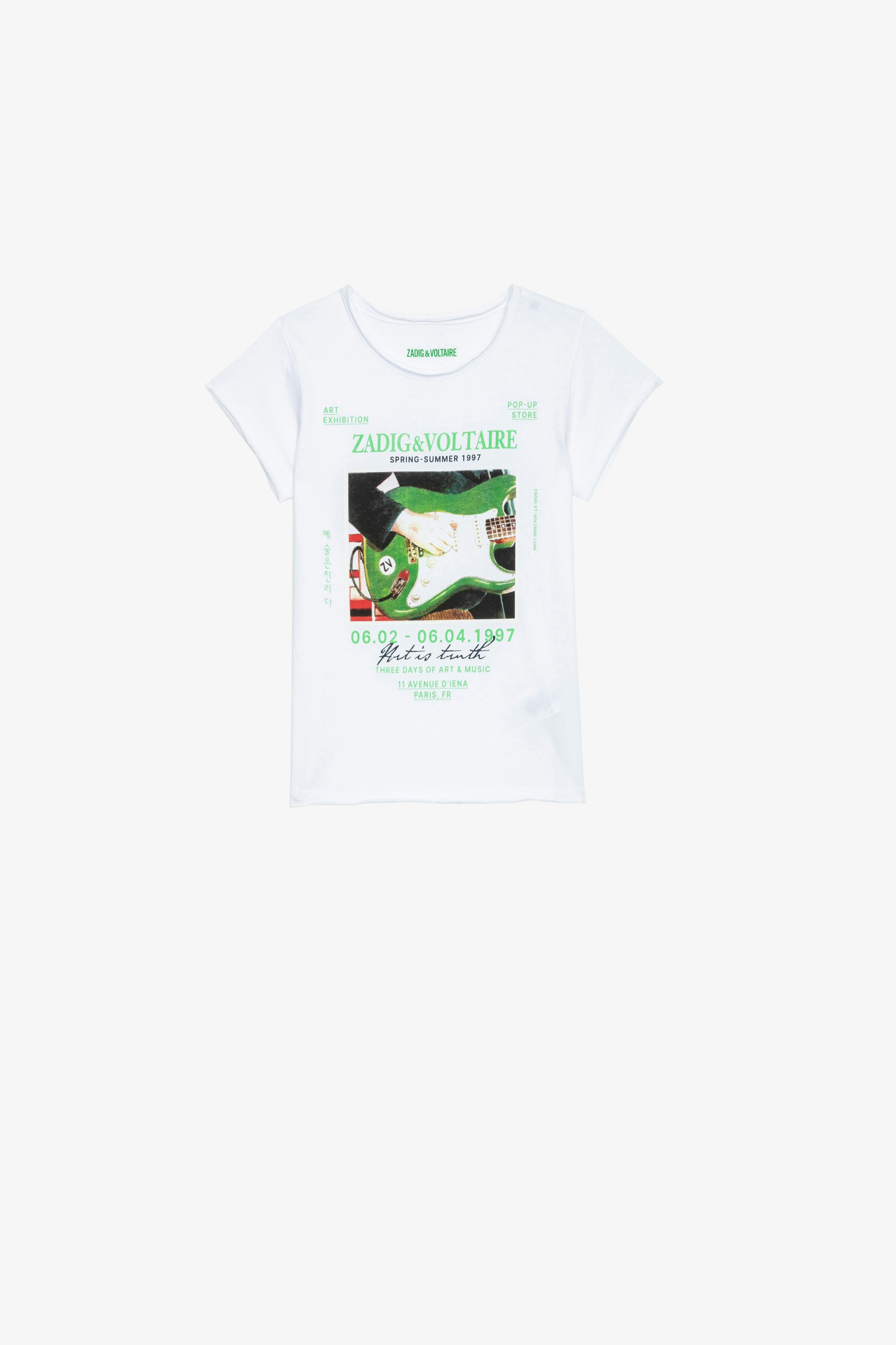 Amber Kids' T-Shirt - Kids’ T-shirt in white cotton jersey with guitar print design.