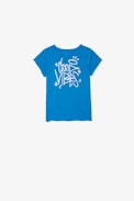T-shirt Amber Junior - T-shirt in jersey di cotone blu con stampe effetto metallizzato - Junior