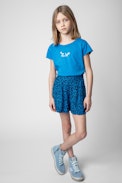T-shirt Amber Junior - T-shirt in jersey di cotone blu con stampe effetto metallizzato - Junior