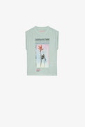 Anie Kids' T-shirt - Kids’ light green cotton T-shirt with a print