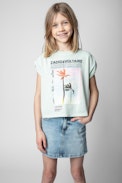 Anie Kids' T-shirt - Kids’ light green cotton T-shirt with a print