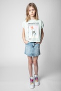 Anie Kids' T-shirt - Kids’ light green cotton T-shirt with a print