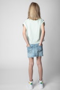 Anie Kids' T-shirt - Kids’ light green cotton T-shirt with a print