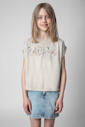 Anie Kids' T-shirt - Kids' brown cotton sleeveless T-shirt with ZV signature print