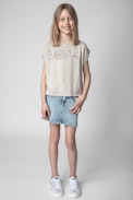 Anie Kids' T-shirt - Kids' brown cotton sleeveless T-shirt with ZV signature print