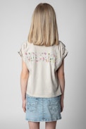 Anie Kids' T-shirt - Kids' brown cotton sleeveless T-shirt with ZV signature print