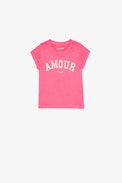 Niels Kids' T-shirt - Kids’ T-shirt in pink cotton jersey with “Amour” print