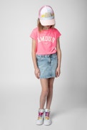 Niels Kids' T-shirt - Kids’ T-shirt in pink cotton jersey with “Amour” print