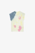 T-shirt Porter Junior - T-shirt in cotone multicolore tie&dye con scritta "Rock & Roll" - Junior
