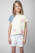T-shirt Porter Junior - T-shirt in cotone multicolore tie&dye con scritta "Rock & Roll" - Junior