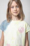 T-shirt Porter Junior - T-shirt in cotone multicolore tie&dye con scritta "Rock & Roll" - Junior