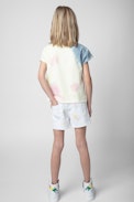 T-shirt Porter Junior - T-shirt in cotone multicolore tie&dye con scritta "Rock & Roll" - Junior