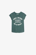 Boxo Girls’ T-Shirt - Girls’ dark green short-sleeved cotton jersey T-shirt with insignia print and embroidery.