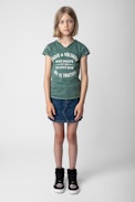 Boxo Girls’ T-Shirt - Girls’ dark green short-sleeved cotton jersey T-shirt with insignia print and embroidery.