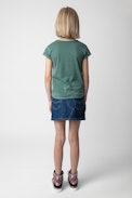 Boxo Girls’ T-Shirt - Girls’ dark green short-sleeved cotton jersey T-shirt with insignia print and embroidery.